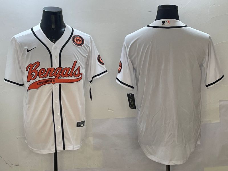 Men Cincinnati Bengals Blank White Joint Name 2025 Nike Limited NFL Jersey style 2